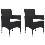 Set da Pranzo da Giardino 3 pz con Cuscini Nero