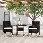 Set da Bistrot per Giardino 3 pz in Polyrattan e Vetro Nero