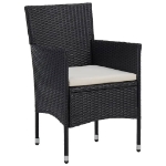 Set da Bistrot per Giardino 3 pz in Polyrattan e Vetro Nero