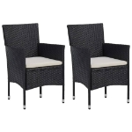 Set da Pranzo da Giardino 3 pz Polyrattan e Legno Massello Nero