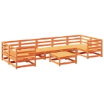 Set Divani da Giardino 8 pz Marrone Cera Legno Massello Pino