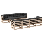 Set Divani da Giardino 9 pz con Cuscini Legno Massello di Pino