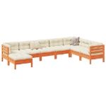 Set Divani Giardino 8 pz con Cuscini Marrone Cera Massello Pino