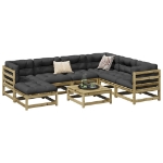 Set Divani da Giardino 8pz con Cuscini Legno Impregnato di Pino
