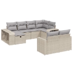 Set Divano da Giardino 10 pz con Cuscini Beige in Polyrattan