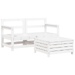 Set Divani da Giardino 3 pz Bianco in Legno Massello di Pino