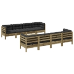 Set Divani da Giardino 9pz con Cuscini Legno Impregnato di Pino