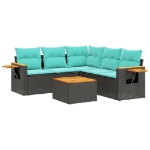 Set Divani da Giardino 6 pz con Cuscini Nero in Polyrattan