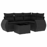 Set Divani da Giardino 5 pz con Cuscini in Polyrattan Nero