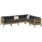 Set Divani da Giardino 6pz con Cuscini Legno Impregnato di Pino