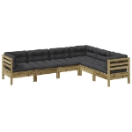 Set Divani da Giardino 6pz con Cuscini Legno Impregnato di Pino