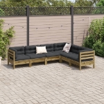 Set Divani da Giardino 6pz con Cuscini Legno Impregnato di Pino