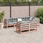 Set Divani Giardino 7 pz Cuscini Legno Massello Abete Douglas