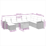 Set Divani da Giardino 9 pz con Cuscini Nero in Polyrattan
