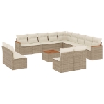 Set Divani da Giardino 14pz con Cuscini in Polyrattan Beige