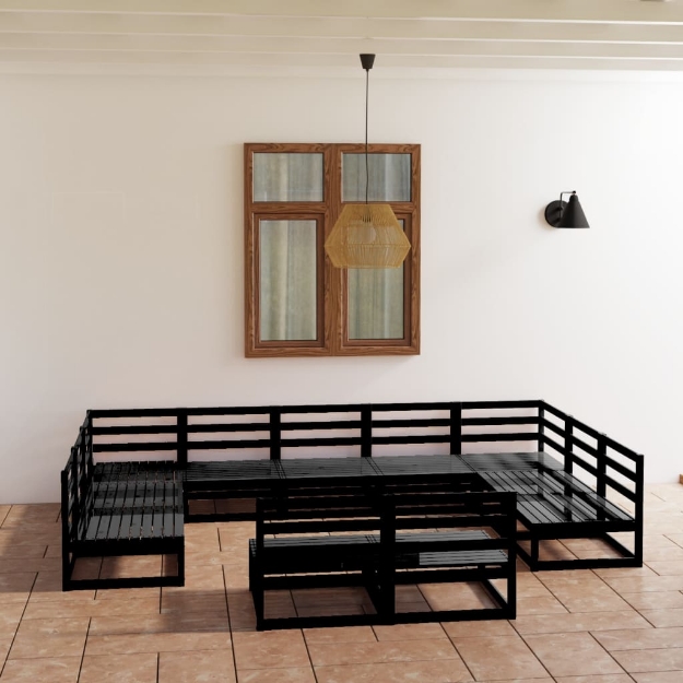 Set Divani da Giardino 11 pz in Legno Massello di Pino