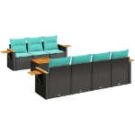 Set Divani da Giardino 8 pz con Cuscini Nero in Polyrattan