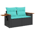 Set Divani da Giardino 8 pz con Cuscini Nero in Polyrattan