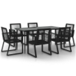 Set da Pranzo da Giardino 7 pz Nero in Rattan PVC