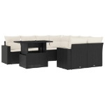 Set Divani da Giardino 9 pz con Cuscini Nero in Polyrattan
