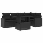 Set Divano da Giardino 6 pz con Cuscini Nero in Polyrattan