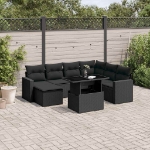 Set Divani da Giardino con Cuscini 8 pz Nero in Polyrattan