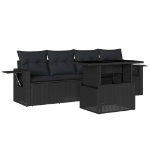 Set Divani da Giardino 5 pz con Cuscini in Polyrattan Nero