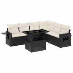Set Divani da Giardino con Cuscini 7pz Nero Polyrattan