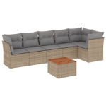 Set Divano da Giardino 7 pz con Cuscini Beige Misto Polyrattan