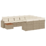 Set Divani da Giardino 11 pz con Cuscini Beige in Polyrattan