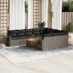 Set Divani da Giardino 11 pz con Cuscini in Polyrattan Grigio