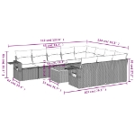 Set Divani da Giardino 11 pz con Cuscini in Polyrattan Grigio