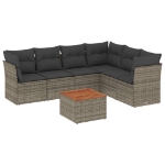 Set Divani da Giardino 7 pz con Cuscini Grigio in Polyrattan