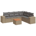 Set Divani da Giardino 7 pz con Cuscini Beige in Polyrattan