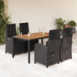 Set da Pranzo da Giardino 5 pz Nero con Cuscini in Polyrattan