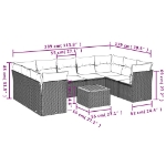 Set Divano da Giardino 10 pz con Cuscini Beige in Polyrattan