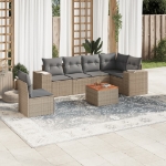 Set Divani da Giardino 7 pz con Cuscini Beige in Polyrattan