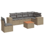 Set Divani da Giardino 7 pz con Cuscini Beige in Polyrattan