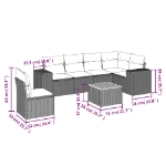 Set Divani da Giardino 7 pz con Cuscini Beige in Polyrattan
