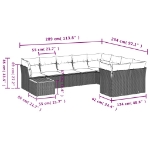 Set Divano da Giardino 10 pz con Cuscini Beige in Polyrattan