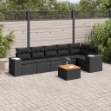 Set Divani da Giardino con Cuscini 7pz Nero Polyrattan