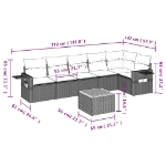 Set Divani da Giardino con Cuscini 7pz Nero Polyrattan