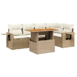 Set Divano da Giardino 6 pz con Cuscini Beige in Polyrattan