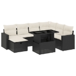 Set Divani da Giardino con Cuscini 8 pz Nero in Polyrattan