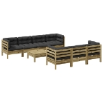 Set Divani da Giardino 8pz con Cuscini Legno Impregnato di Pino