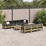 Set Divani da Giardino 8pz con Cuscini Legno Impregnato di Pino