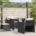 Set Divani da Giardino 4 pz con Cuscini Nero in Polyrattan
