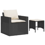 Set Divani da Giardino 4 pz con Cuscini Nero in Polyrattan