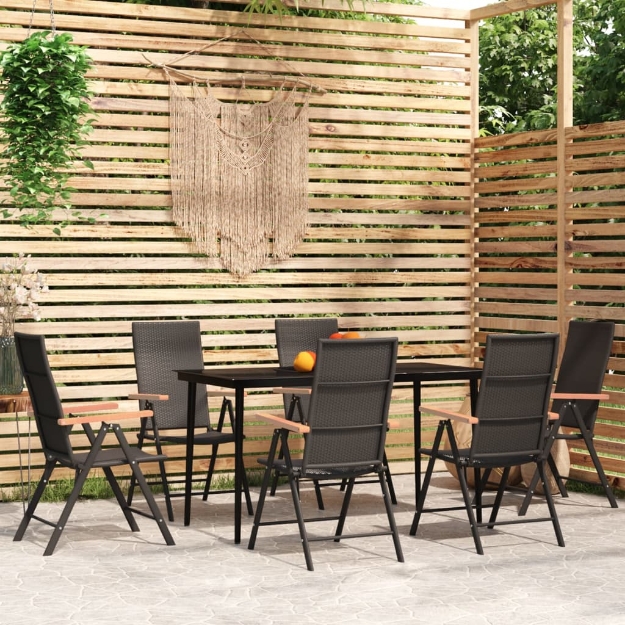 Set da Pranzo da Giardino 7 pz Nero
