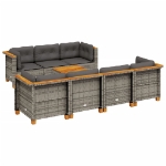 Set Divano da Giardino 8 pz con Cuscini Grigio in Polyrattan